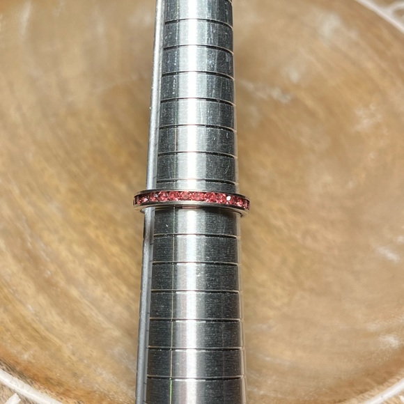 Pink CZ 925 Sterling Silver Stacker Ring - Picture 11 of 13